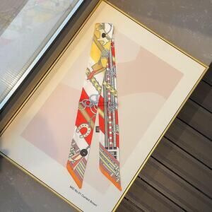 Luxury Style Chain Buckle Icon Print Silky Purse or Neck Scarf*Red